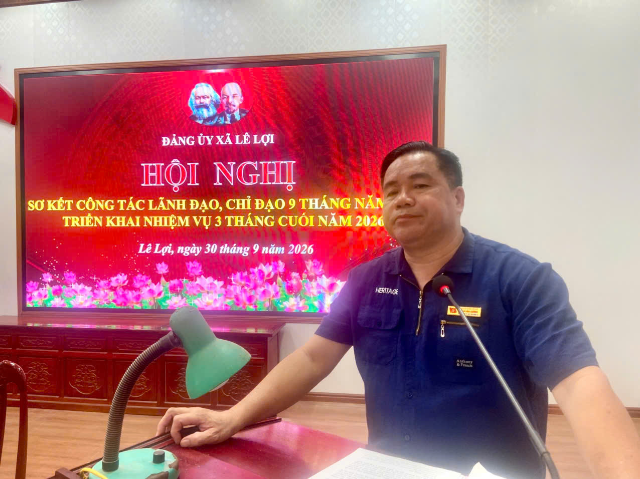 Lê Lợi sơ kết công tác lãnh đạo, chỉ đạo 9 tháng đầu năm, triển khai nhiệm vụ trọng tâm 3 tháng cuối năm 2026